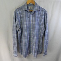 Todd Snyder Mens Large 16 34/35 Blue Plaid L/S 2 Ply Cotton Dress Shirt - $49.99