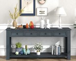 Long Sofa Table, 63&quot; Rustic Console, With Four Drawers And A Bottom Shel... - $323.93