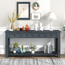 Long Sofa Table, 63&quot; Rustic Console, With Four Drawers And A Bottom Shel... - $323.93