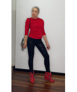 Black Shiny Snakeskin Print Denim Skinny Jeans Stretch Cigarette Skinny ... - €174,21 EUR