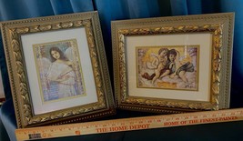 Vintage Double Matted 12x14 Inch Wood Framed Richard Franklin Angelic Prints - £40.03 GBP