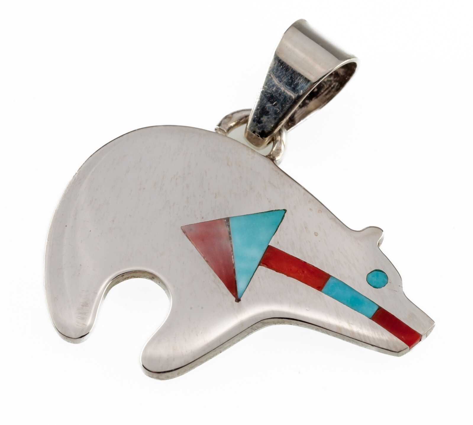 Rudell et Nancy Laconsello Zuni Ours W/Turquoise &amp; Corail Incrustation P... - $366.23