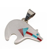 Rudell et Nancy Laconsello Zuni Ours W/Turquoise &amp; Corail Incrustation P... - $496.81 CAD