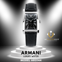 Emporio Armani Classic Black Dial Black Leather Strap Watch For Women - AR0144 - $130.98