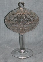 Vintage Fostoria AMERICAN Covered Pedestal Bowl /Compote w Lid-Clear Cubist EUC - £7.15 GBP