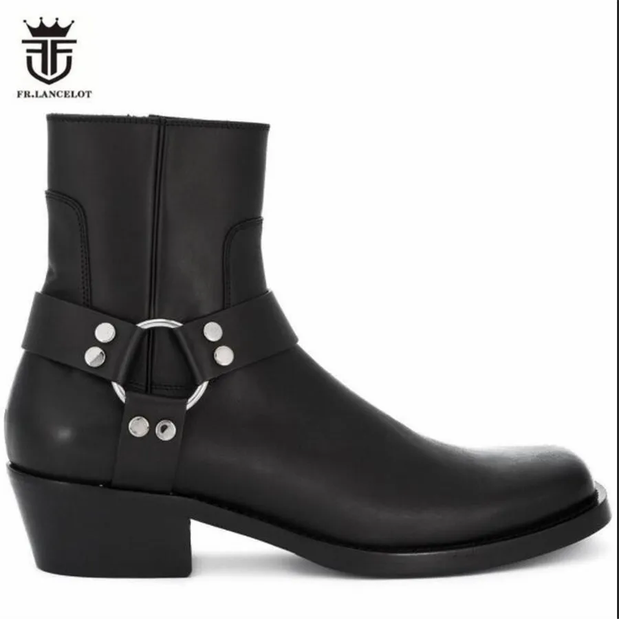 New   Buckle Strap Leather boy  Boot High Heel Wee Leather  Stage Slim F... - $290.41