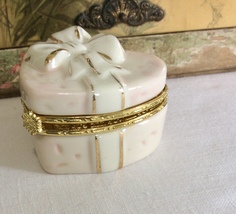 Pretty Pink Heart Trinket Box with White Bow - $30.00