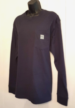 Eddie Bauer Workwear T Shirt 100% Thick Cotton size Large Navy Blue Long Sleeve - £12.59 GBP