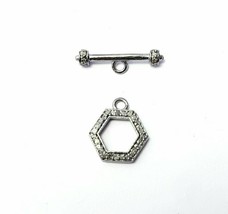 Pave Diamond Toggle Clasp Lock 925 Silver Diamond Jewelry Findings Toggl... - $54.44