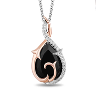 Enchanted Disney 1/10 CTTW Diamond with Black Spinel Maleficent Pendant Necklace - £147.07 GBP