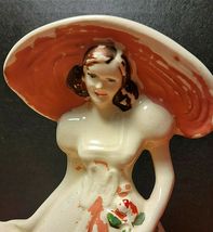VINTAGE BRUSH MCCOY USA LADY IN HAT WITH BASKET image 2