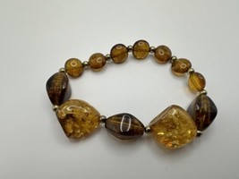 Vintage Faux Amber Stretch Bracelet 7.5&quot; BrB3 - $38.41