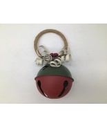 Large 7&quot; Metal Jingle Bell Ornament Red &amp; Green with Rope Hanger Rustic ... - $181.26 MXN