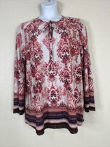 Cato Womens Plus Size 18/20W (1X) Baroque Floral Stripe Tie Top Long Sleeve - $14.54