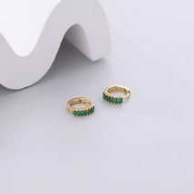 S'STEEL 925 Silver Hoop Earrings Color Zircon Earings For Women Green Gold Huggi - £15.99 GBP