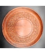 Vintage Hand Carved Wooden Serving Plate / Tray Intricate Floral Pattern - $70.03 CAD