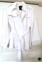 NEW TALBOTS PETITES Jacket Coat Cotton Blend Belted White Women&#39;s 14P MS... - £54.29 GBP