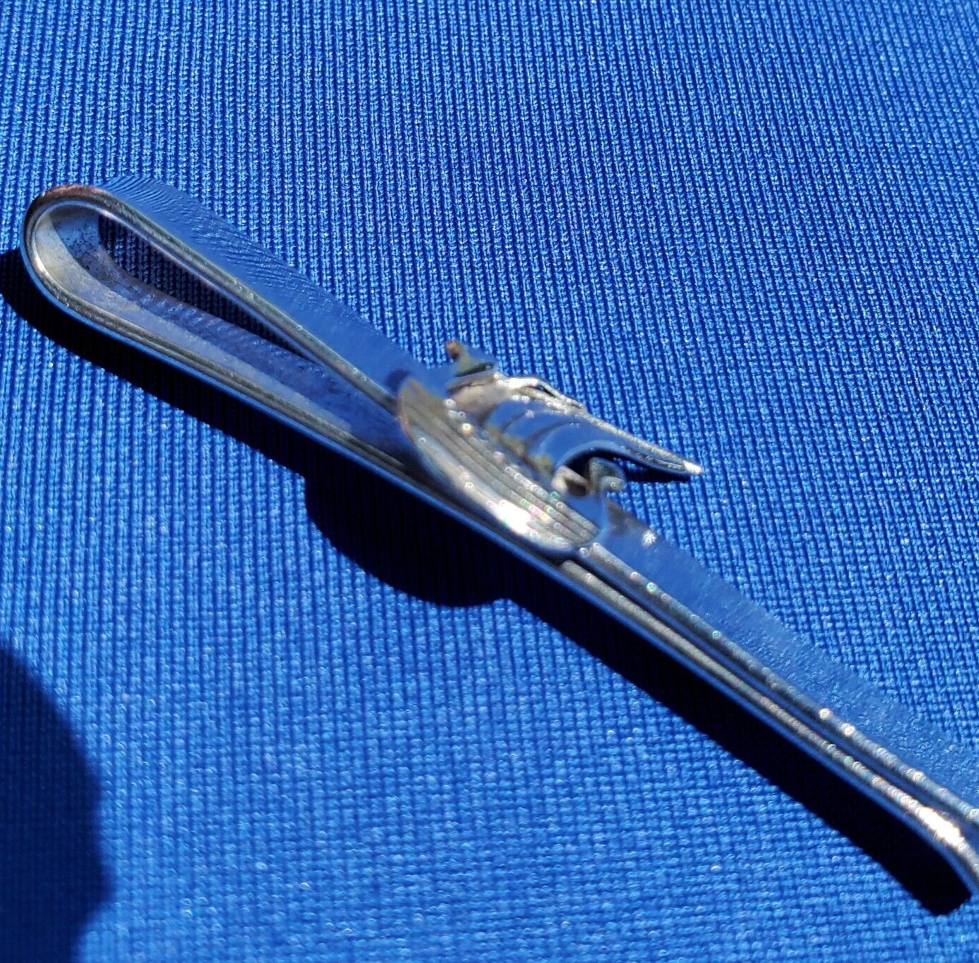 Sterling Silver 925 Viking Ship Tie Clip Bar Denmark Vintage Signed Bjerring Item image 5
