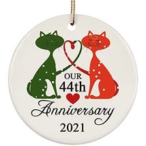 hdhshop24 Our 44 Years Cat Couple in Love Circle Ornament 44th Wedding Anniversa - £15.92 GBP