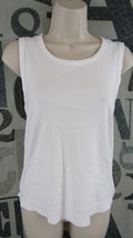 Willi Smith Women XL 100% Pima Cotton White Sleeveless Tank Top Soft Str... - £14.14 GBP