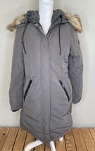 Nwot Sam Edelman Full Zip faux Fur Lined Hood Winter Coat Jacket S Grey HG - $79.30