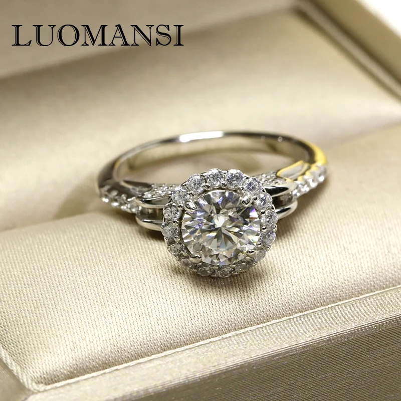 Real Moissan Diamond Ring 1 Carat 925 Sterling Silver Full inlaid Gemstone Rng F - $59.08