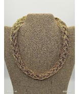 Vintage Napier Signed Braided Collared Gold Tone Chunky Statement Necklace - £39.42 GBP