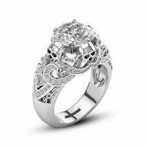 Skull Engagement Ring 3.05Ct Round Simulated Diamond 14k White Gold in Size 9.5 - £226.89 GBP