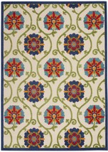 8' X 11' Ivory And Blue Floral Indoor Outdoor Area Rug - $4,852.11 MXN