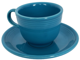 Fiesta Tea Cup and Saucer Peacock Blue 2007 VVC Tableware Retro - £6.29 GBP