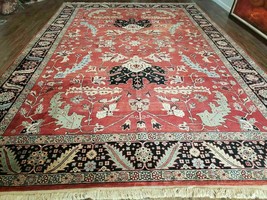 10&#39; X 14&#39; Vintage Hand Made Turkish Wool Rug Carpet Red Black Hand Knotted Nice - £2,224.13 GBP