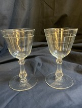 2 MCM Libbey Clear Glass Columbian Lined Liquor Cocktail Multi-Sided Stem - $12.11