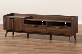 Linus Walnut Brown Finished 2-Drawer Wood TV Stand - $248.00