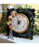 Vintage Rose Clock Black and Gold Decor Mantle Clock Handmade Decor - $1,450.35 MXN