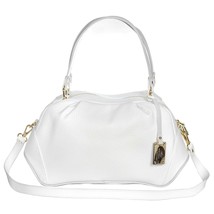 AURA Italian Made White Pebbled Genuine Leather Carryall Tote - £295.88 GBP