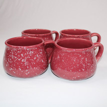Maroon Coffee Mugs Cappuccino Hot Chocolate Tea Cups Mugs Set Of 4 Cups Speckled - £23.00 GBP