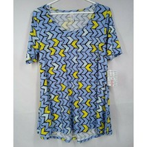 NWT Lularoe Perfect T Blue &amp; Yellow With Chevron Designs Size Small - £12.25 GBP