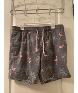 Goodfellow Gray Flamingo Palm Tree Print Swim Shorts with Liner Men’s Si... - £23.71 GBP
