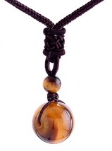 Tigers Eye Ball Pendant Gemstone 16mm Ball Necklace Chakra Stone Cord Jewellery - £4.52 GBP