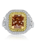 GIA 3.78 TCW Natural Fancy Yellow Brown Radiant Diamond Ring 14k White Gold - £7,397.62 GBP