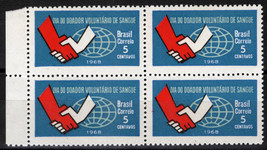 ZAYIX Brazil 1108 MNH NG As Issued Block Blood Donor&#39;s Day Hands 062723S118 - £1.59 GBP
