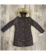 MICHAEL KORS Puffer Coat Faux Fur Trim Hood Gold Buttons - $132.90