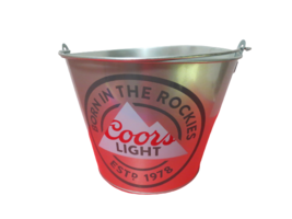 Coors Light Born In The Rockies Aluminum Tin Ice Bucket Pail With Handle... - £14.18 GBP