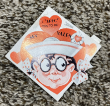 Vintage Valentines Day Card Moveable Sailor Girl w Glasses I Spec You To Be - $4.99