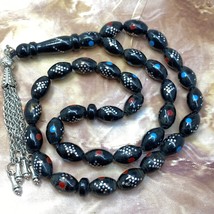 33 Prayer Beads Yemeni Natural Black Coral Yusr worry beads necklace يسر... - £54.21 GBP