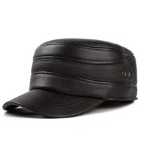 Western Coverd Hat For Men PU Leather Winter Outdoor Dad Hat  Black  Flat Hat Ma - £151.84 GBP