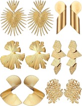 6 Pair Gold Statement Earrings  - £22.80 GBP
