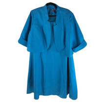 Roamans Set Outfit A Line Dress Jacket Sleeveless Scoop Neck Blue Size 24W - £46.31 GBP