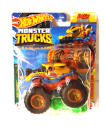Hot Wheels 2023 Monster Trucks 1:64 Scale Bash Zilla Truck w/Crushed Car... - $8.86