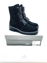 Aquatalia Women Liv Combat Boots Suede Elastic- Black, US 6.5M - £232.21 GBP